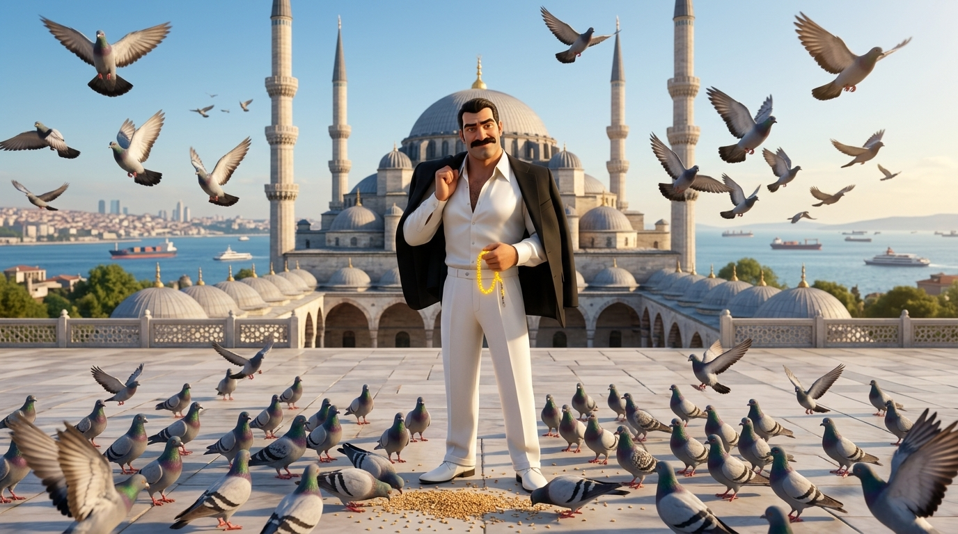 Süleymaniye Güvercin Beslerken